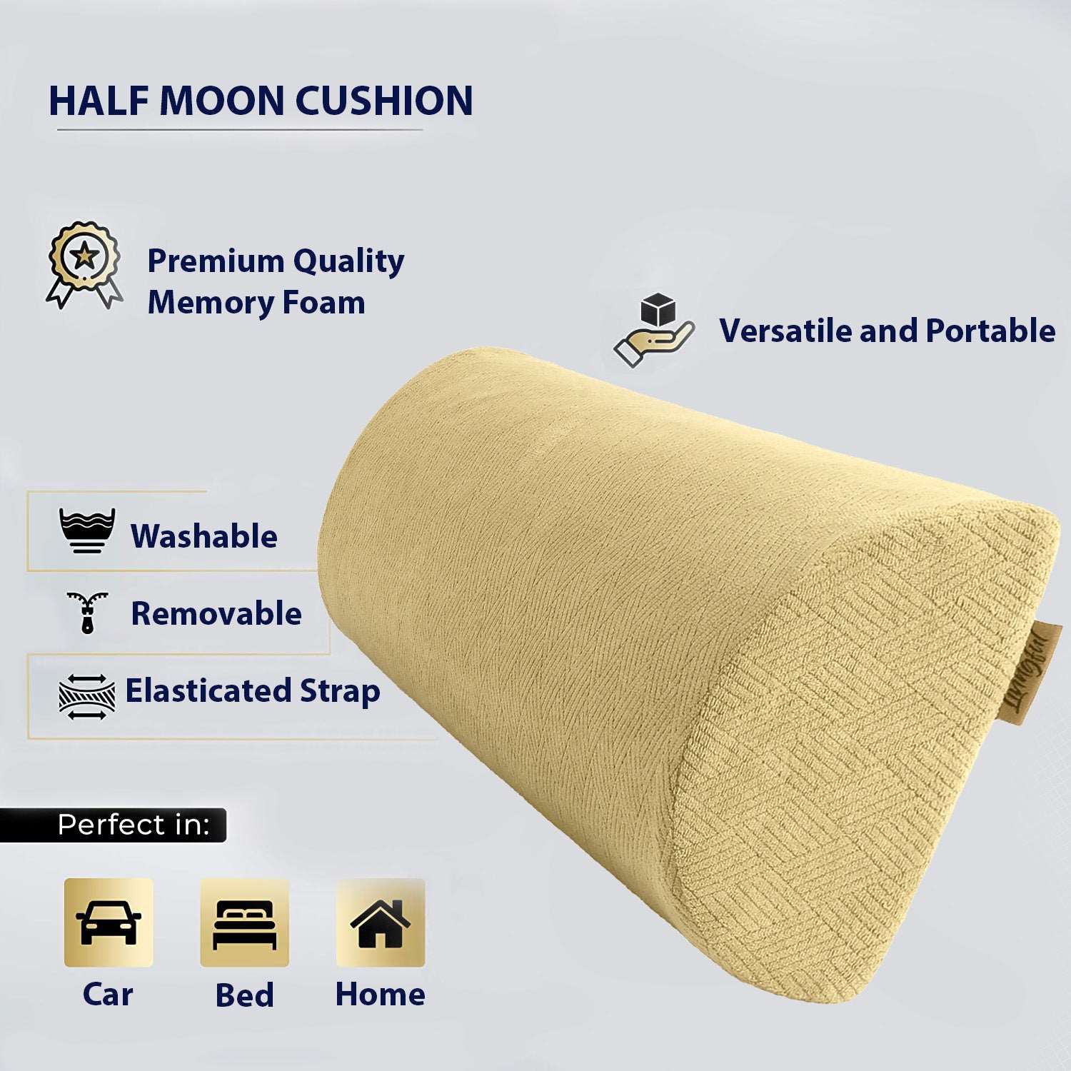 Half Moon Cushion Back Neck Leg Lumber Pregnancy Support Travel Pillow